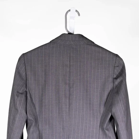 Banana Republic Women's Blazer Gray Striped Stretch Preppy Career Suit Jacket 0 - Picture 5 of 9